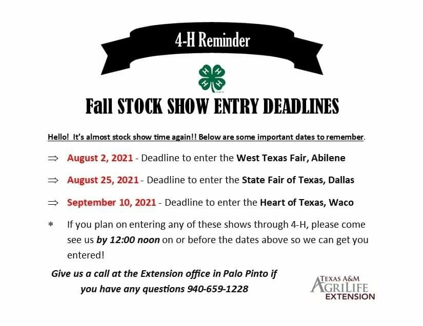 Fall Stock Show Entry Deadlines