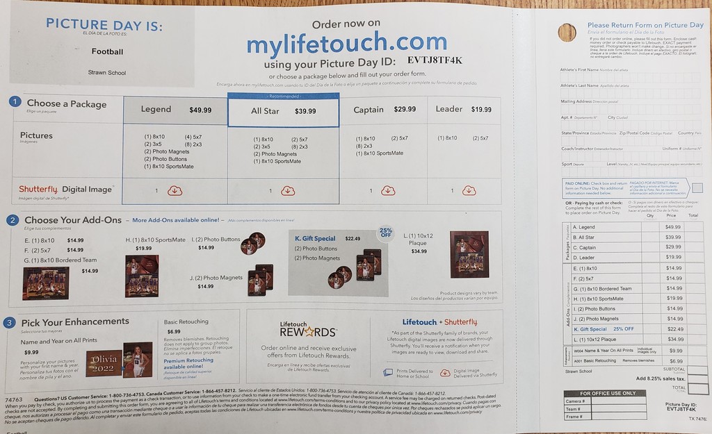 Football Order Forms