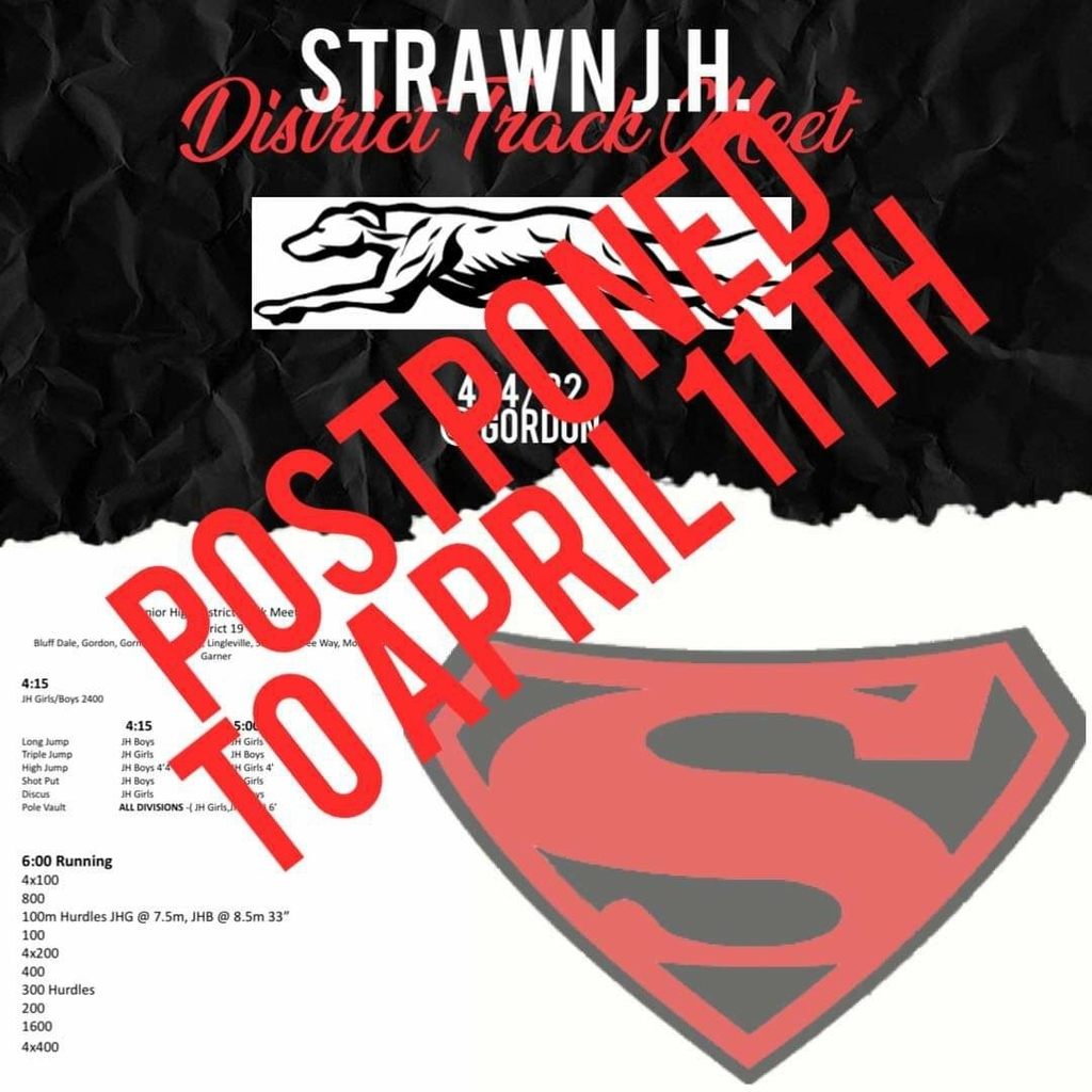 Due to weather this afternoon, the decision has been made to postpone the JH District Track Meet to April 11th ‼️
