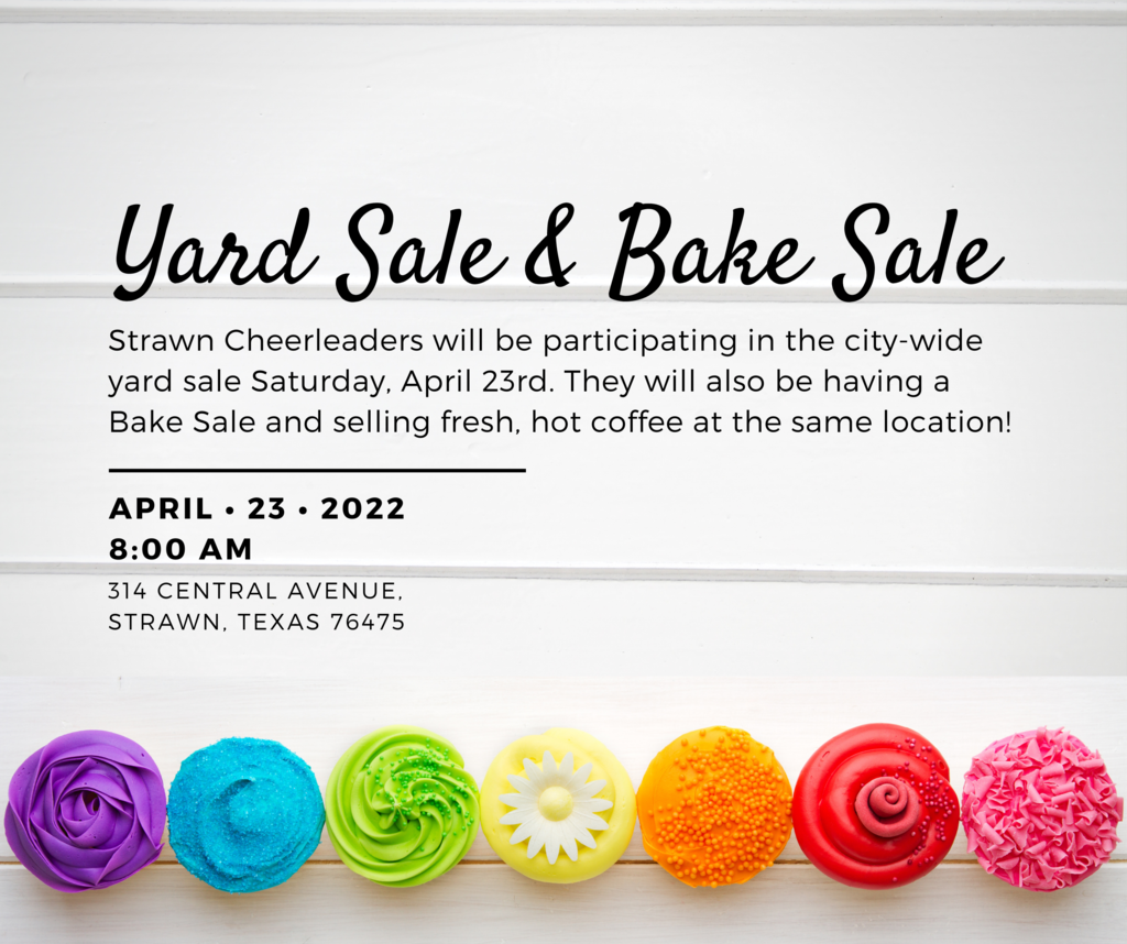 Yard Sale and Bake Sale for cheerleaders on Sat., April 23.