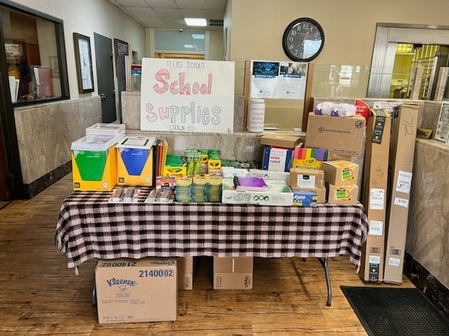 Thank you, Susan Hurley & First National Bank Albany/Breckenridge, for running the school supply drive, as well as to all those who donated! Thanks to the generosity of our community, we will have a great start to the year! 