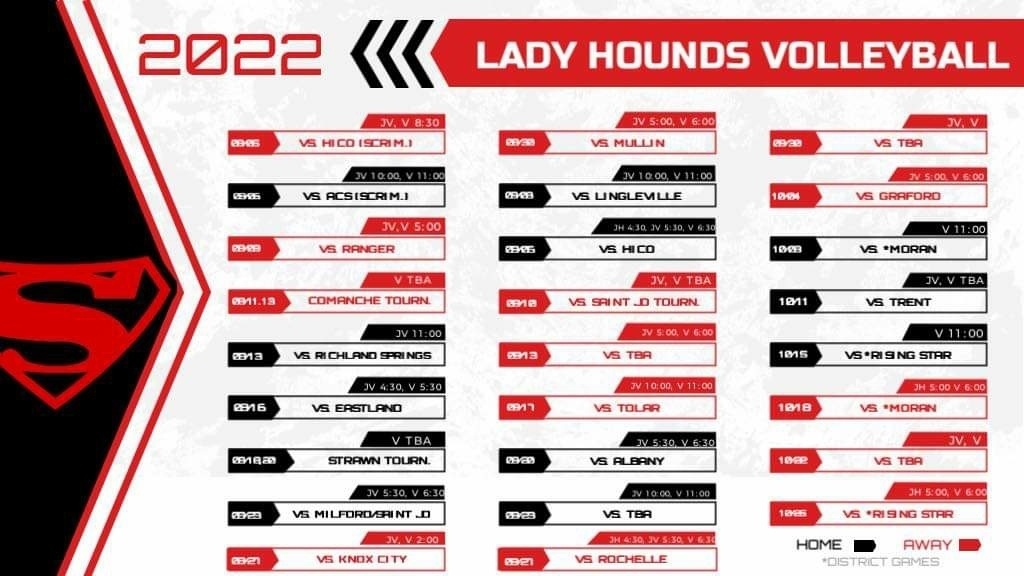 2022 Strawn Lady Hounds Volleyball Schedule