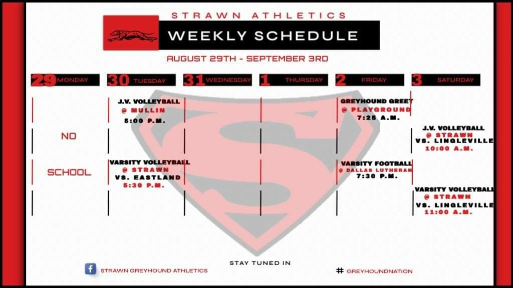 Athletic Schedule of the Week