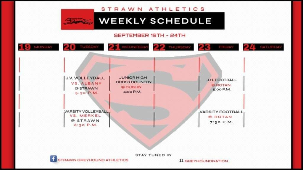 schedule for the week