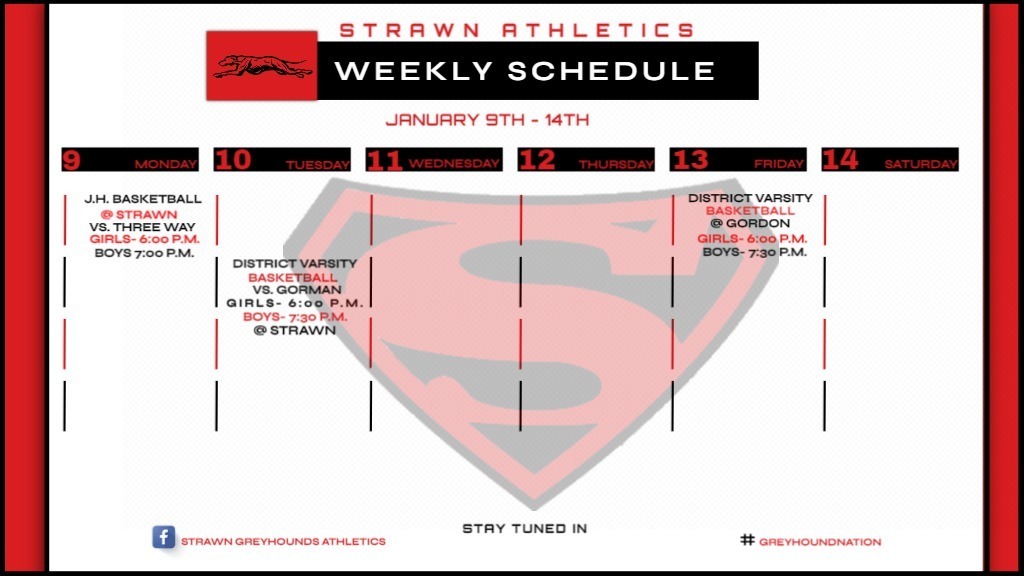 Athletic Schedule for the Week