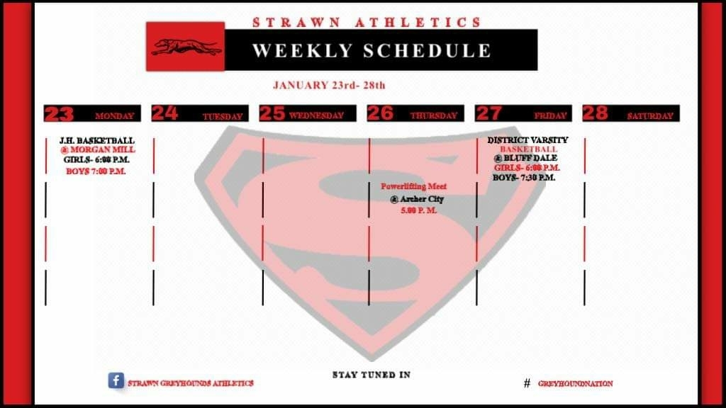 Athletic Schedule for the Week 