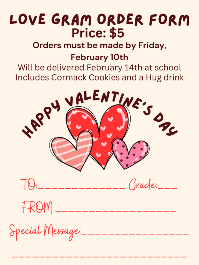 Love Gram Orders due Friday, Feb. 10