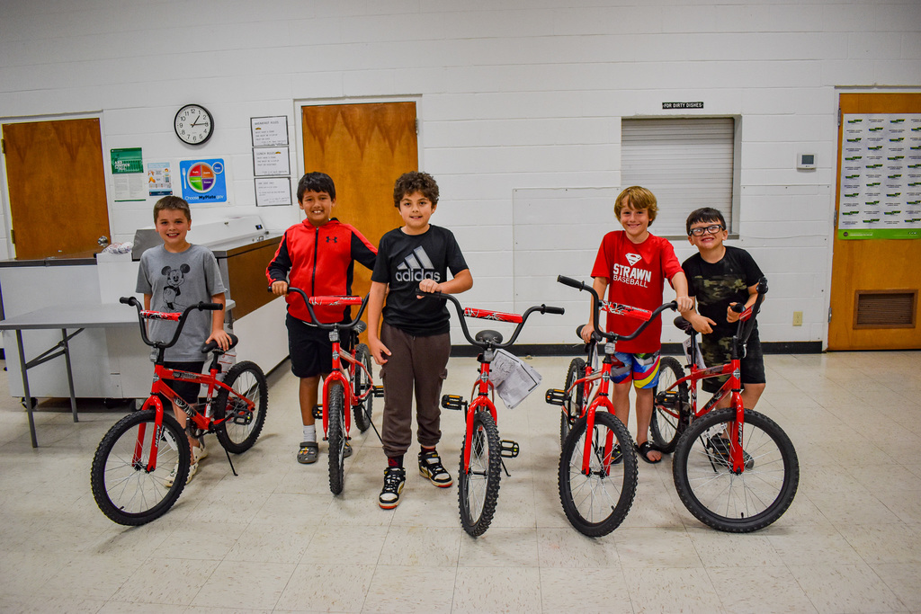 These bikes were generously donated by WAM Essentials here in Strawn and students (grades 1-5) could earn tickets for the drawing by reading! Our winners were Talan Garcia, July Nuñez, Elijah Rodriguez, Colt Fambro, Camden Rodriguez, Caydence Parsons, Renata Aguado, Samantha Rivera, Neyli Reyes, & Lyla Whitenton. Congratulations!