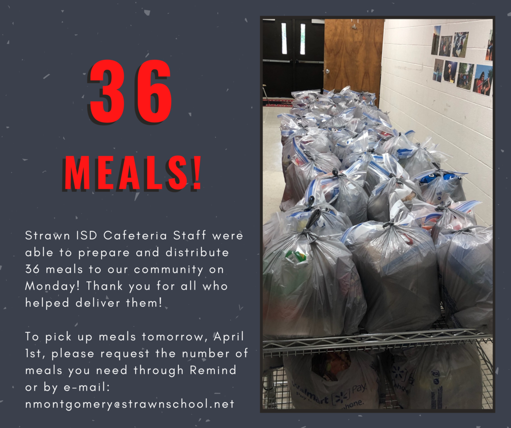 Our cafeteria staff were able to prepare and distribute 36 meals to our community on Monday!