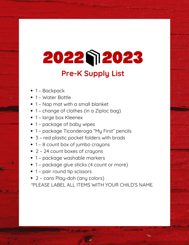 Pre-K Supply List