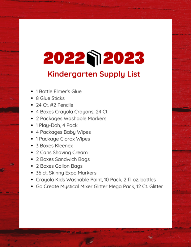 Kindergarten School Supplies List 2022