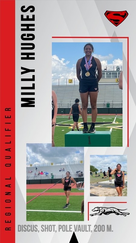 Milly Hughes - Discus, Shot, Pole Vault, 200 M